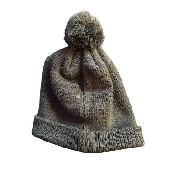 Jordan Youth Pom Beanie Hat - Grey with Pink Jumpman Logo - Winter Knit Cap - Picture 2 of 3